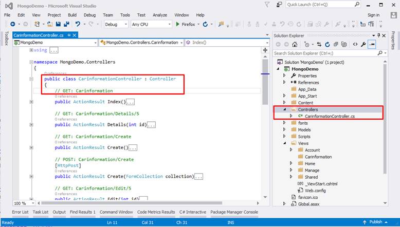 Simple CRUD Operation Using ASP.NET MVC And MongoDB