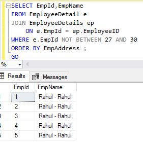 SQL BETWEEN Statement