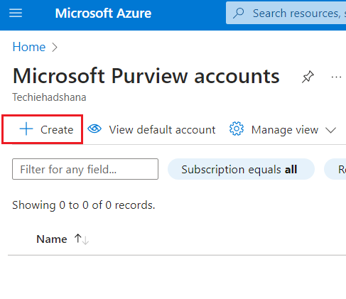 Steps for Creating a Microsoft Purview Governance Account