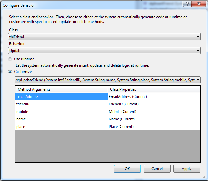 Dbml execute stored procedure with parameters