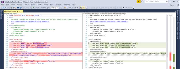 Transform Web.Config File While Deploying The Web Application Project
