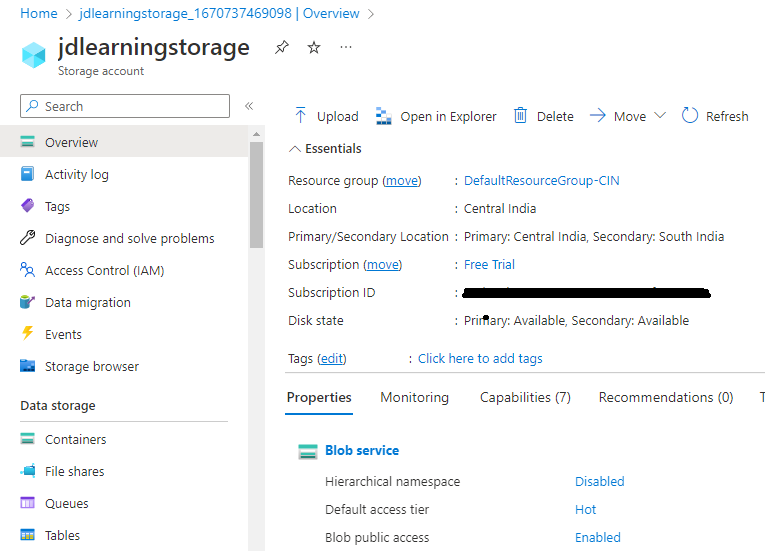 Upload File Into Azure Blob Storage And Trigger Blob Storage Using ...