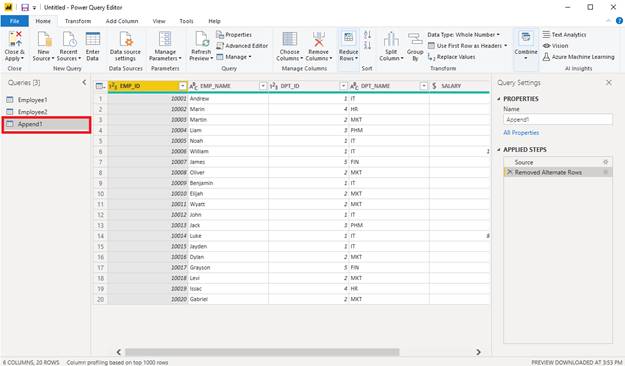 Use Append Queries Feature In Power BI