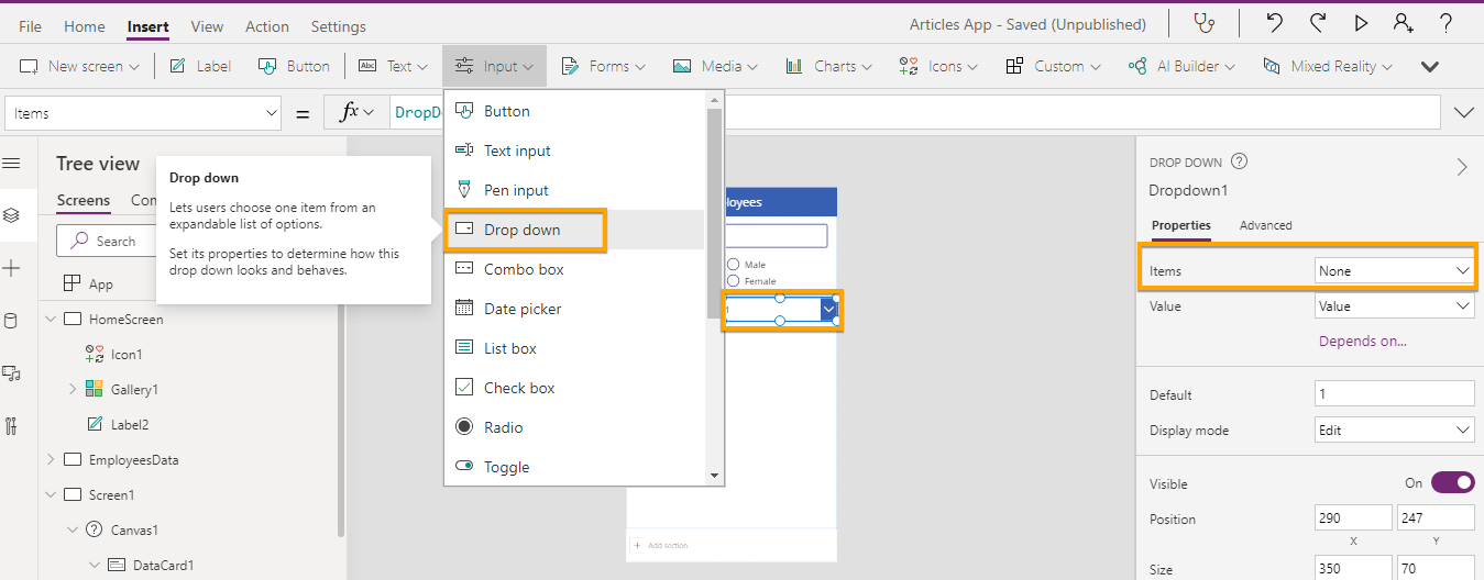 Use Of Patch Function With Complex Types In PowerApps