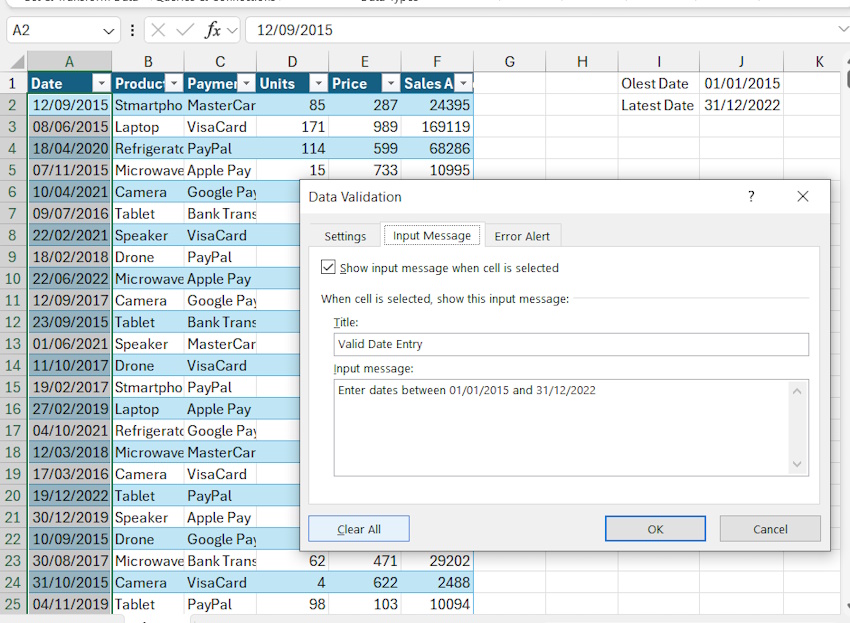 How To Use Date Function In Excel Data Validation 5992