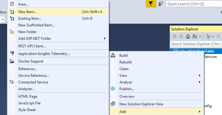 Using jQuery DataTable With ASP.NET MVC Client Side