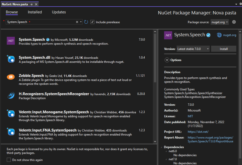 Using System.Speech With .NET 7
