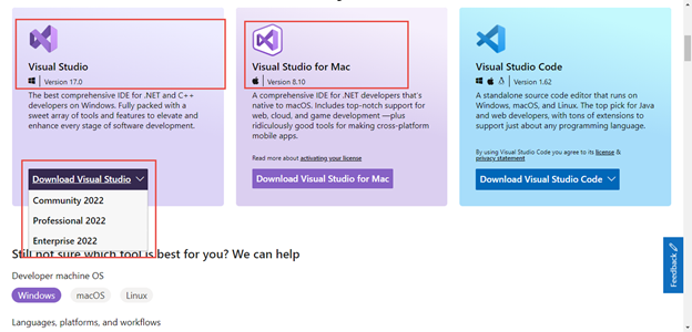 Installing Visual Studio on Windows, Mac, and Linux