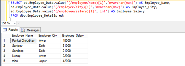 XML Data Type In SQL Server