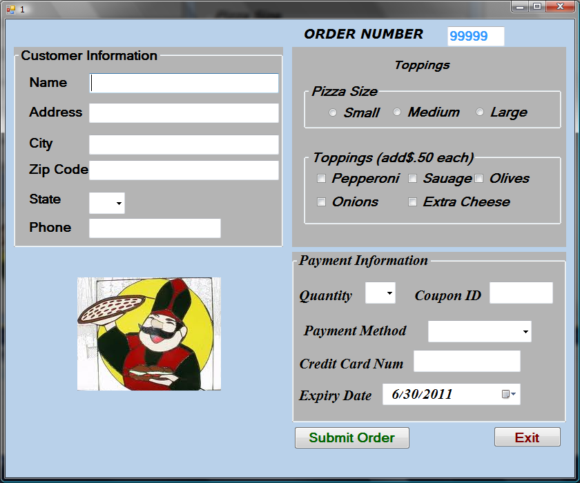 Pizza Order Form